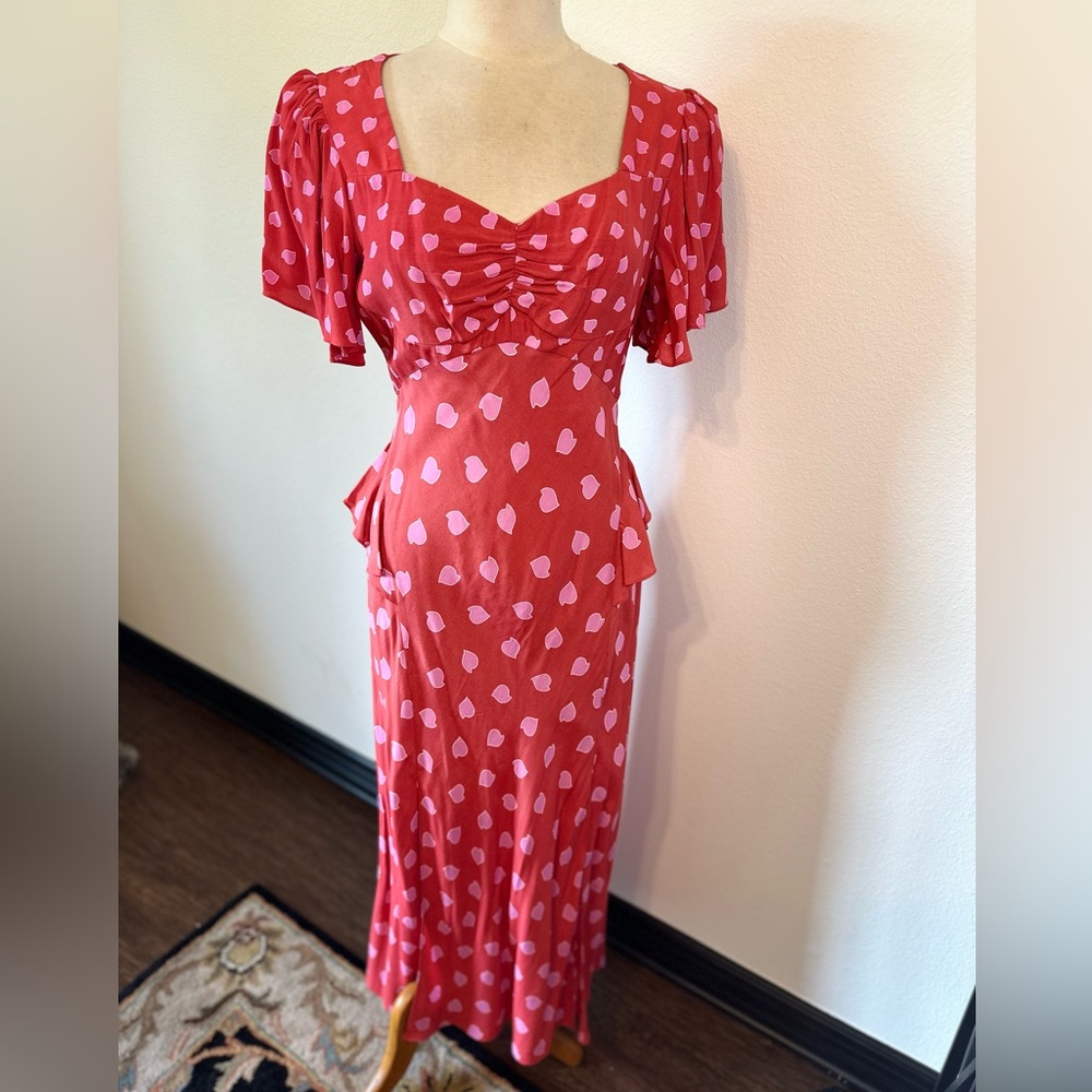 Diane Von Furstenberg Sweetheart Neckline Flutter Sleeve Midi Dress